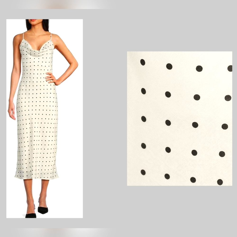 Evolutionary Sleeveless Cowl Neck Printed Polka Slip Dress Large NEW